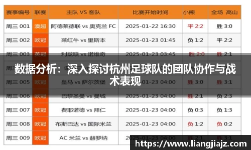数据分析：深入探讨杭州足球队的团队协作与战术表现